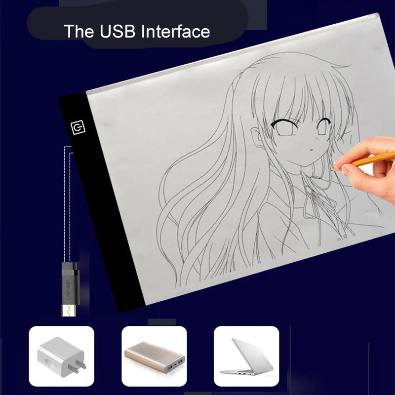 A5 LED Photocopying Table Drawing Board Children Light-Transmitting Copying Table Brightness Adjustable Night Light Notepad Toy