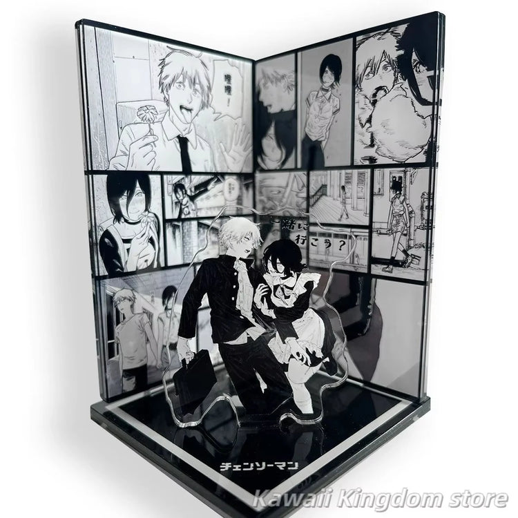 Anime Denji Reze Cartoon Black White Acrylic Standing Sign Ornament Cosplay Stand Plate Collector's Edition Desktop Gift