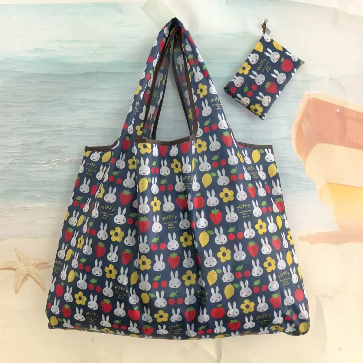 Miffy Rabbit Eco-friendly Folding Shopping Bag Extra Large Capacity Waterproof Nylon Durable Tote Bag Travel Grocery Storage Bag