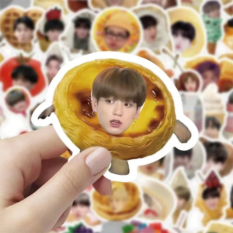 60 Sheets Bt21 Food Head Stickers, Creative Decor Decals for Phone Cases, Journals, Notebooks & Desks, Diy Merch