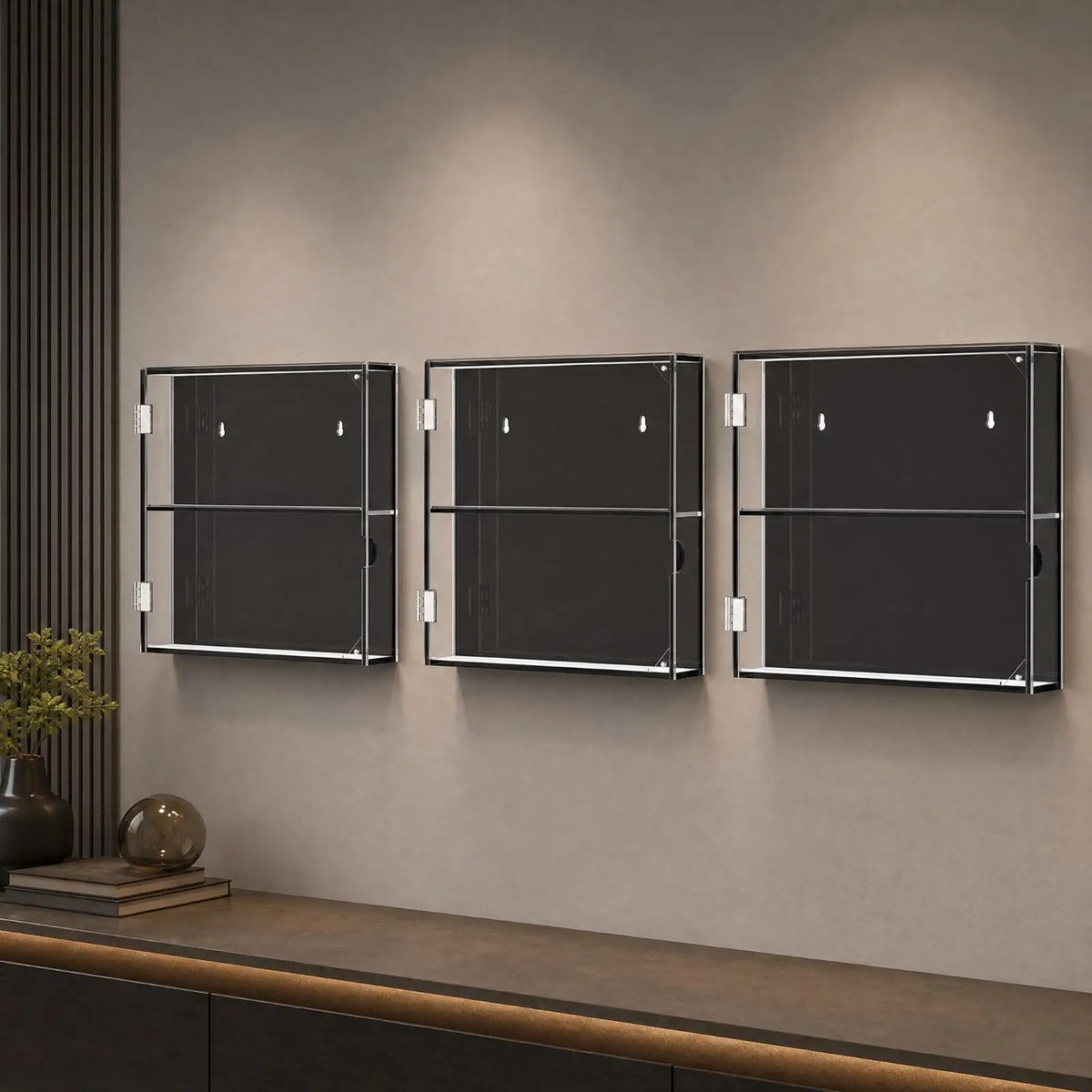 Wall Mounted Acrylic Trading Card Display Case with Door for Graded Baseball Cards Sports Memorabilia Holder