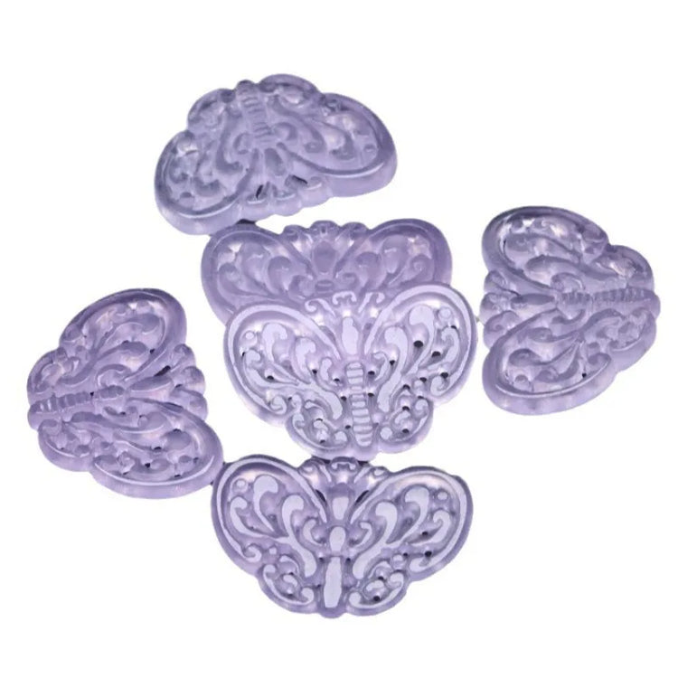 2pc Natural Purple Jade Hollow Out Beads Butterfly Pendants Jadeite Emerald DIY Earring Necklace Jewelry Fashion Accessories