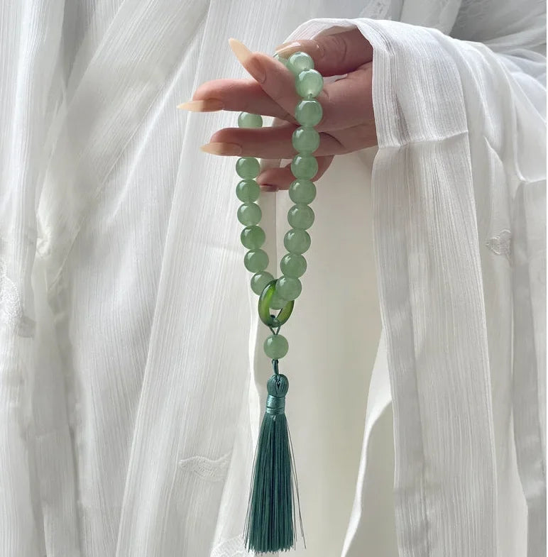 Green Jade Stone 12mm Beads Tassel Bracelet Necklace Tibetan Buddhist Mala Buddha Charm Rosary Yoga Men Woman Jewelry Customized