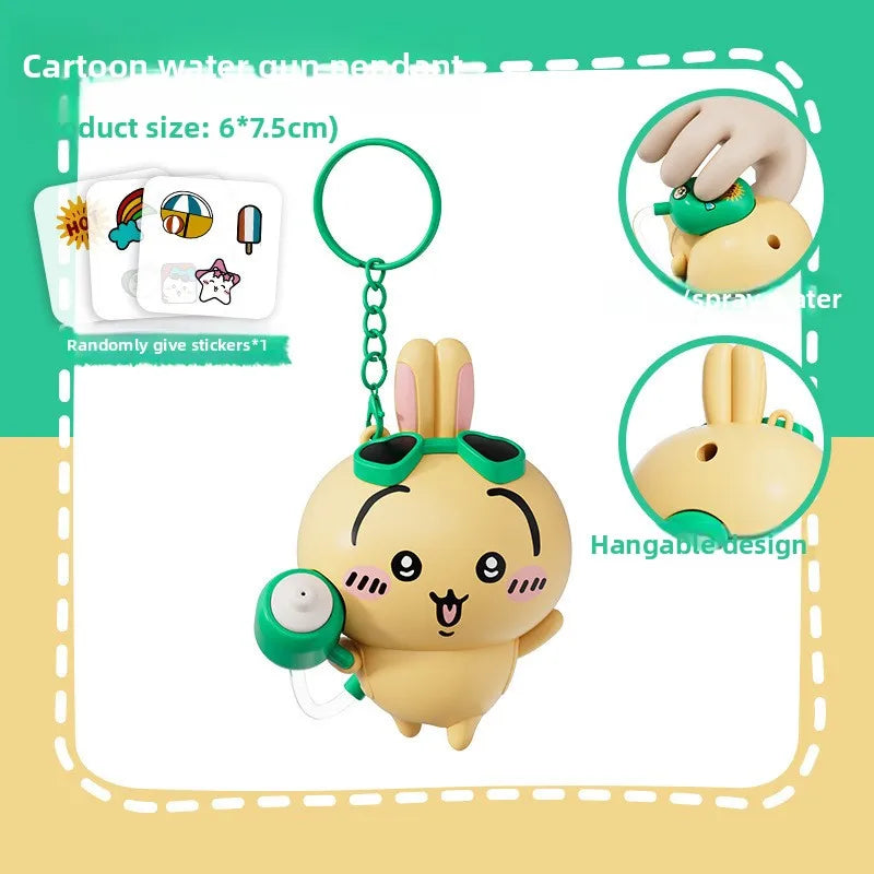 jiyi Water Gun Toy Keychain Cute Usagi Hachiware Summer Themed Pendant Kawaii Collectible Accessory for Fans Teens