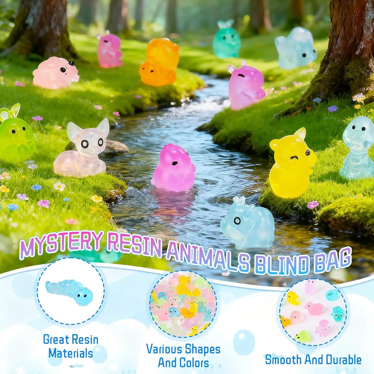 60Pcs Random Mini Resin Animals Mystery Bag, Cute Charms for DIY Craft & Micro Landscape Decor