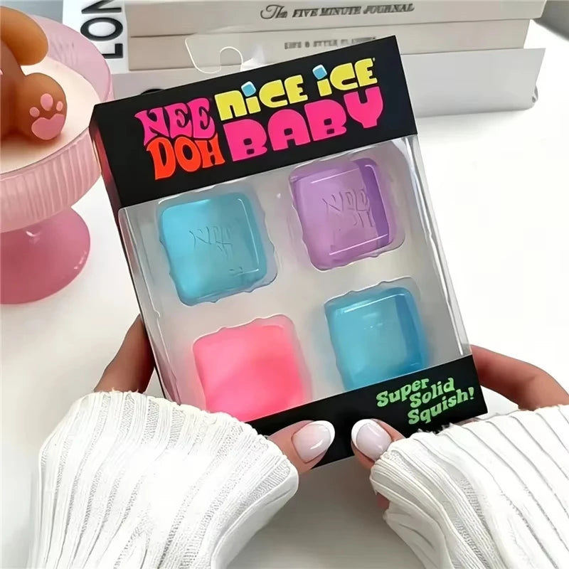 2026 New NeeDoh Mini 4 Pack Nice Cube Squishy Squeeze Fidget Toy Portable Sensory Anti‑Anxiety Stress Relief Desk Toy