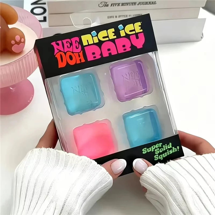 2026 New NeeDoh Mini 4 Pack Nice Cube Squishy Squeeze Fidget Toy Portable Sensory Anti‑Anxiety Stress Relief Desk Toy
