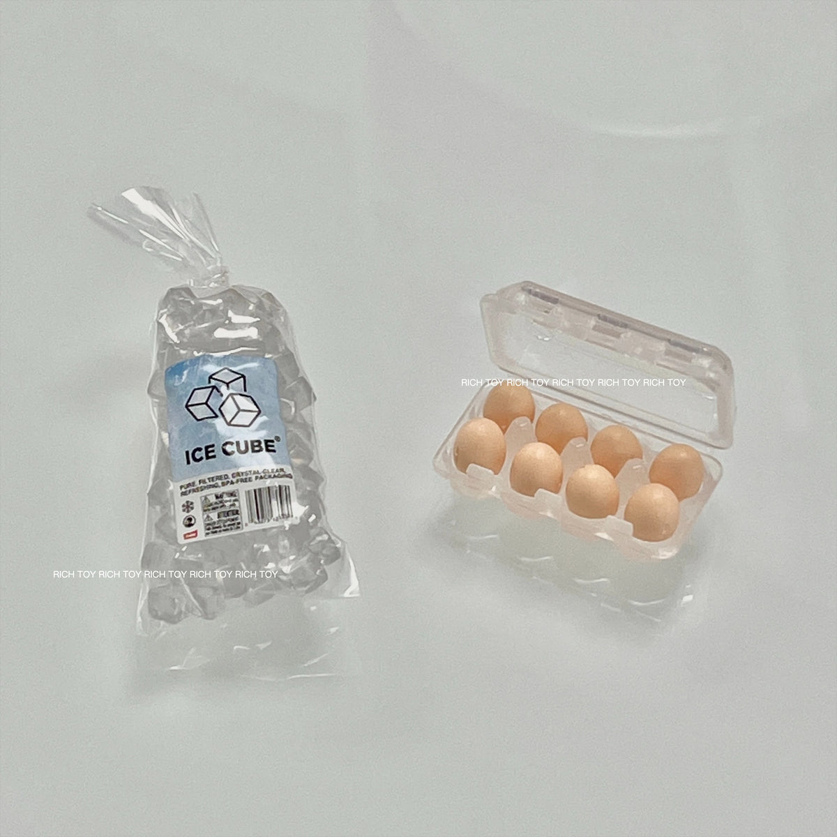 Original Mini Brand Fill The Fridge Luxury Hidd Mini Miniature Toy Ice Cubes Bag Fresh Eggs Carton Mini Kitchen Toy