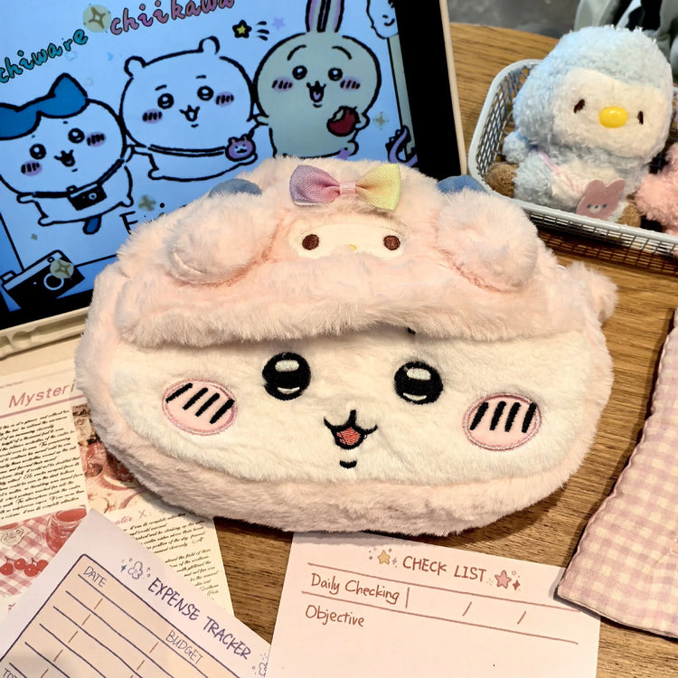 Anime Plush Pen Case Cartoon Usagi Hachiwareas Stationery Box Large Capacity Pen Case Student Stationery Birthday Girl Gifts