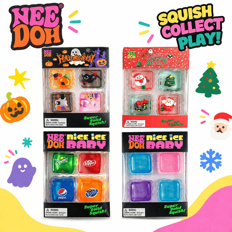 2026 New NeeDoh Mini 4 Pack Nice Cube Squishy Squeeze Fidget Toy Portable Sensory Anti‑Anxiety Stress Relief Desk Toy