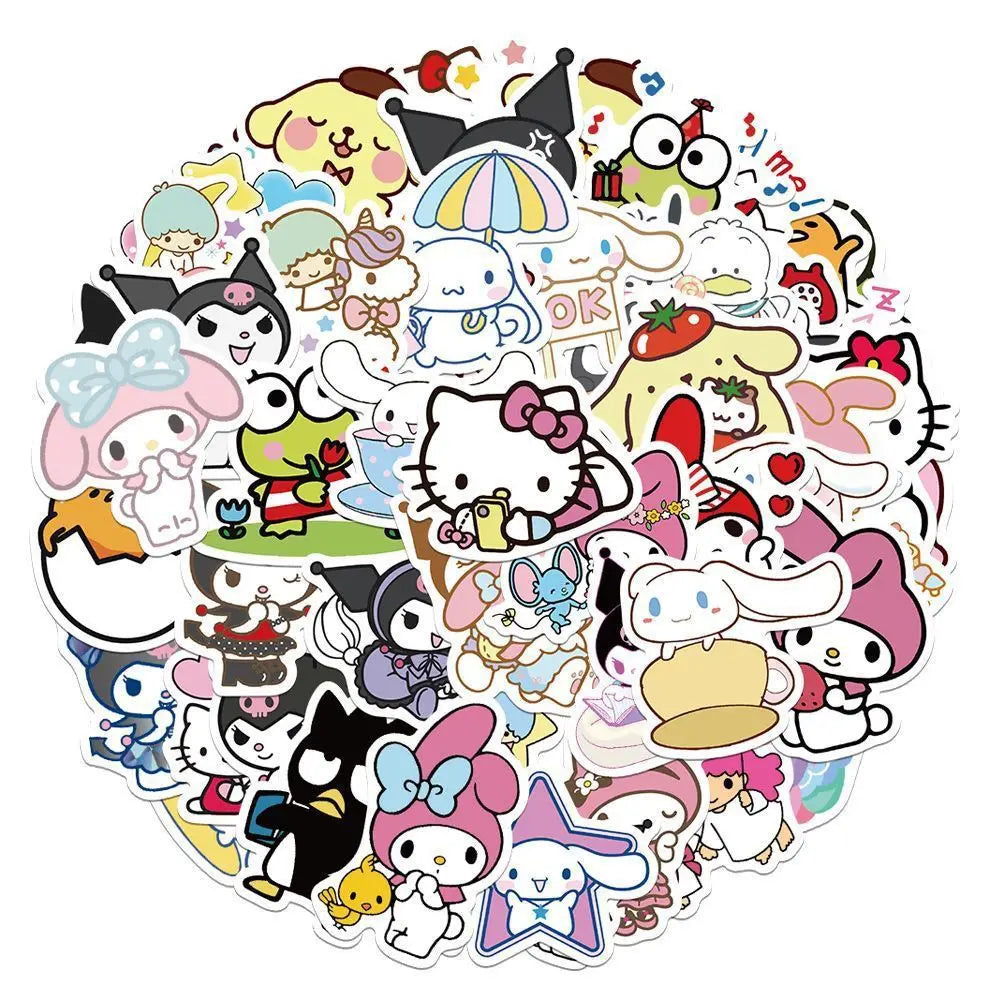 50pcs Mixed Cute Kulomi Yugui Dog Meileti Cartoon Stickers Hand Account Notebook Decorative Stickers Prize Gifts