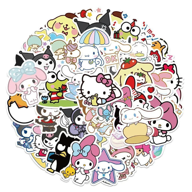 50pcs Mixed Cute Kulomi Yugui Dog Meileti Cartoon Stickers Hand Account Notebook Decorative Stickers Prize Gifts