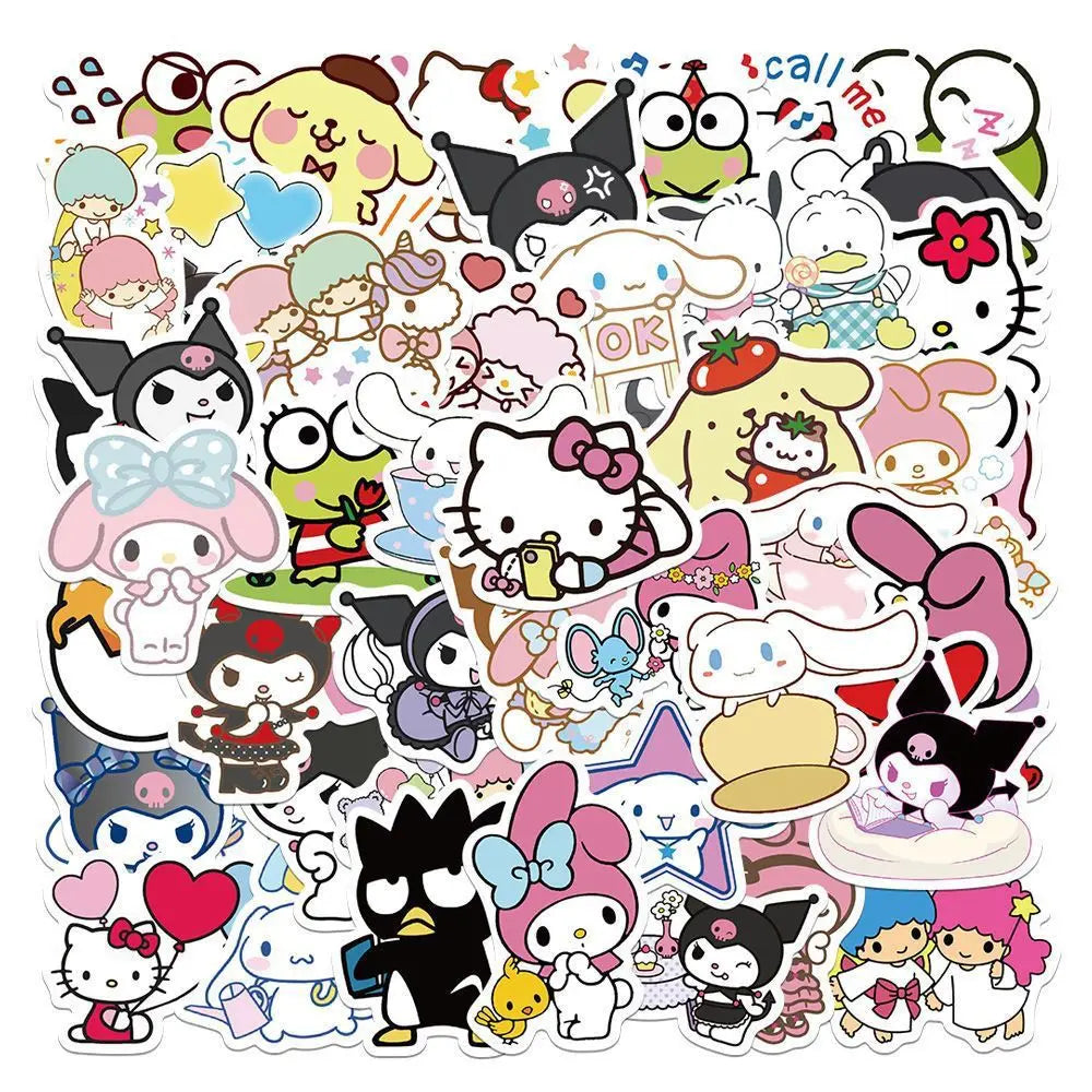50pcs Mixed Cute Kulomi Yugui Dog Meileti Cartoon Stickers Hand Account Notebook Decorative Stickers Prize Gifts