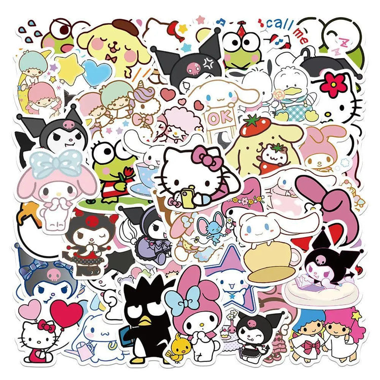 50pcs Mixed Cute Kulomi Yugui Dog Meileti Cartoon Stickers Hand Account Notebook Decorative Stickers Prize Gifts