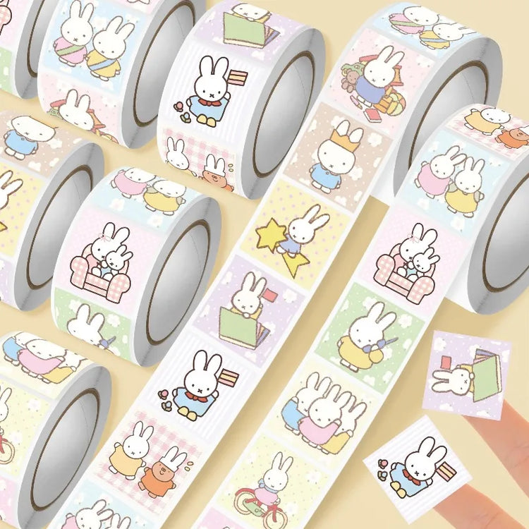 Miffy Curl Sticker High-Quality Anime Cartoon Print Creative Diary DIY Desktop Mobile Phone Case Waterproof Stickers 500 Pieces