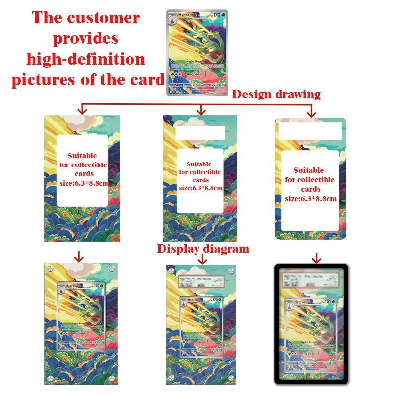 Custom PTCG Extended Edition Art Acrylic Card Box - Game Collectible Card Storage Box Fits 6.3X8.8cm Cards Christmas Gift