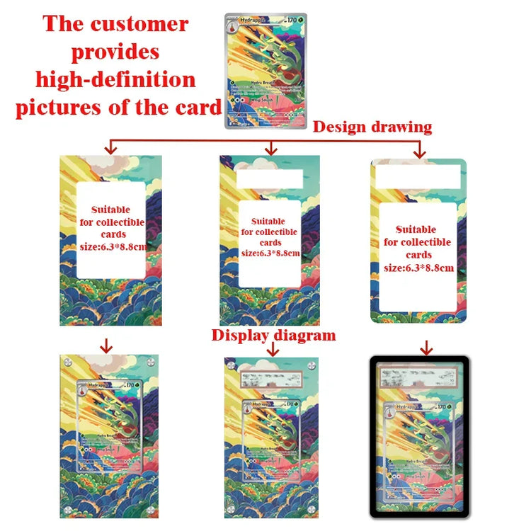 Custom PTCG Extended Edition Art Acrylic Card Box - Game Collectible Card Storage Box Fits 6.3X8.8cm Cards Christmas Gift