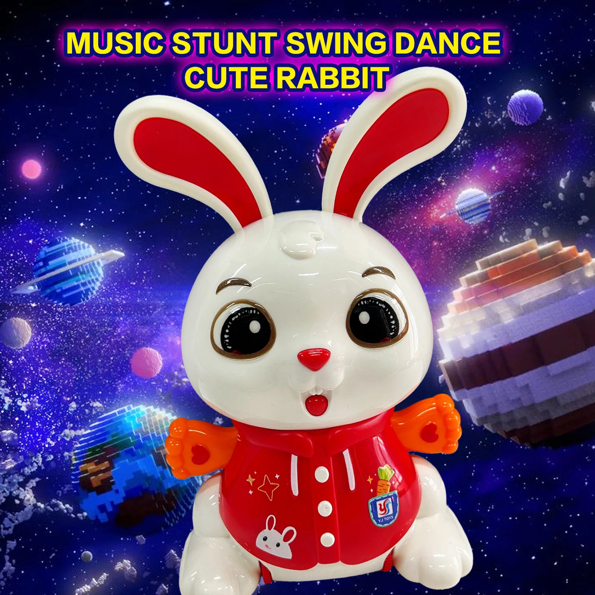 Cute Bunny Electric Toy for Babies 360° Rotation with Colorful Sound And Light Effects Adorable Gift for Baby Development