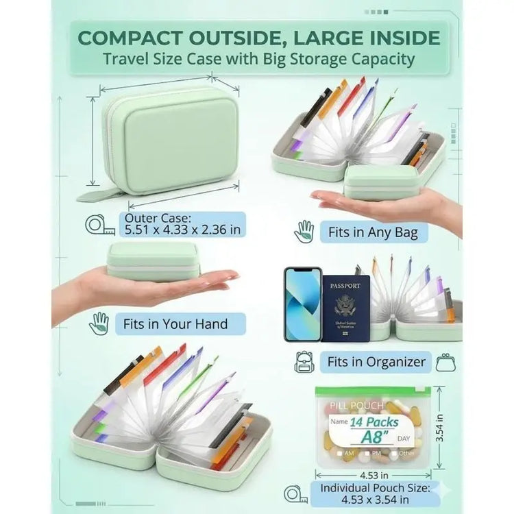 7/14Pouch Weekly Pill Organizer Color Coded Pill Pouch Waterproof Medicine Storage Case Portable Vitamins Supplements Pouch Set