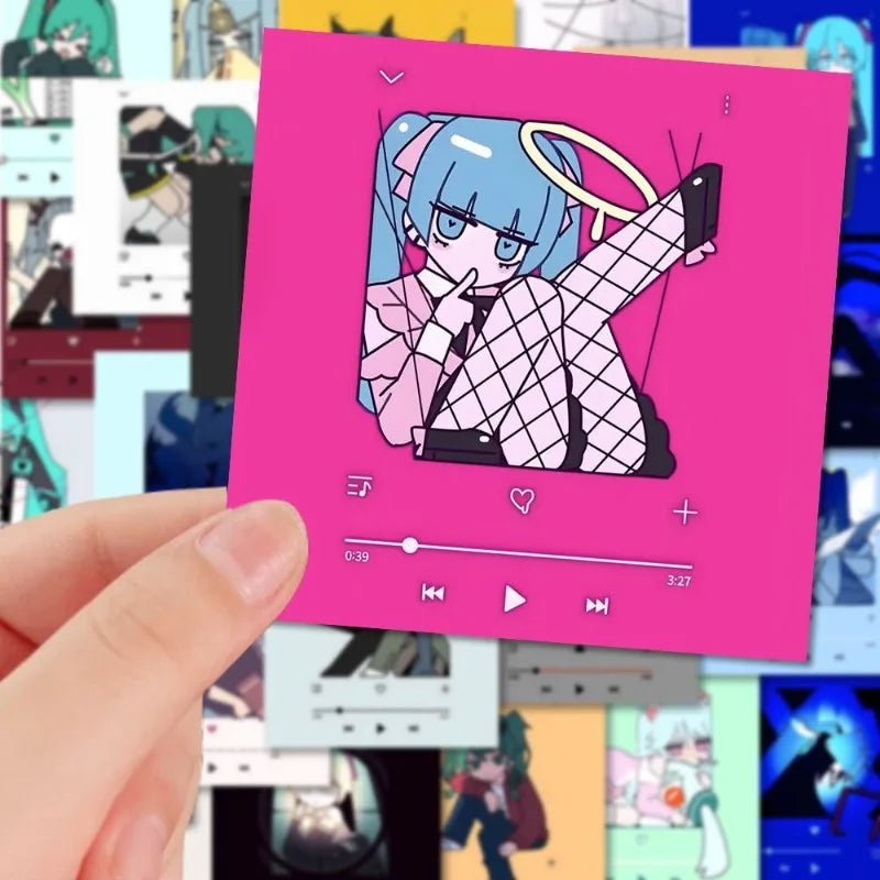 Hatsune Miku MEIKO stickers cartoon and cute stylish personalized high-appearance student notebook decorations 52 pieces gift