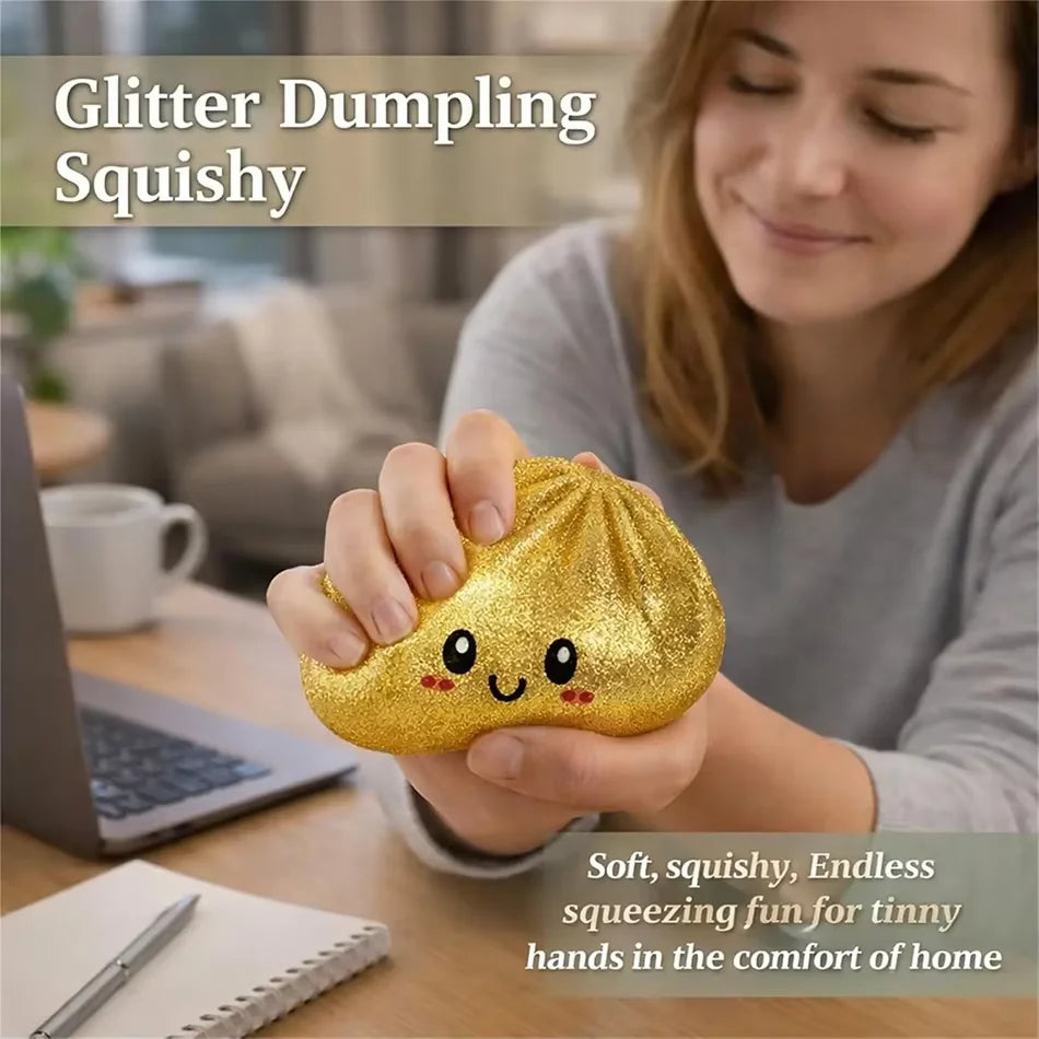 New Glitter Dumpling Squishy Toy Blind Box Ultra Rare Gold Glitter Hidden Edition Dumplings Sensory Dough Ball for Stress Relief