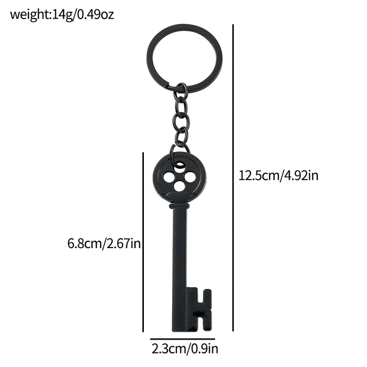 Movie Keychain Black Button Key Of The Secret Door Pendant Keyrings Cosplay Accessories