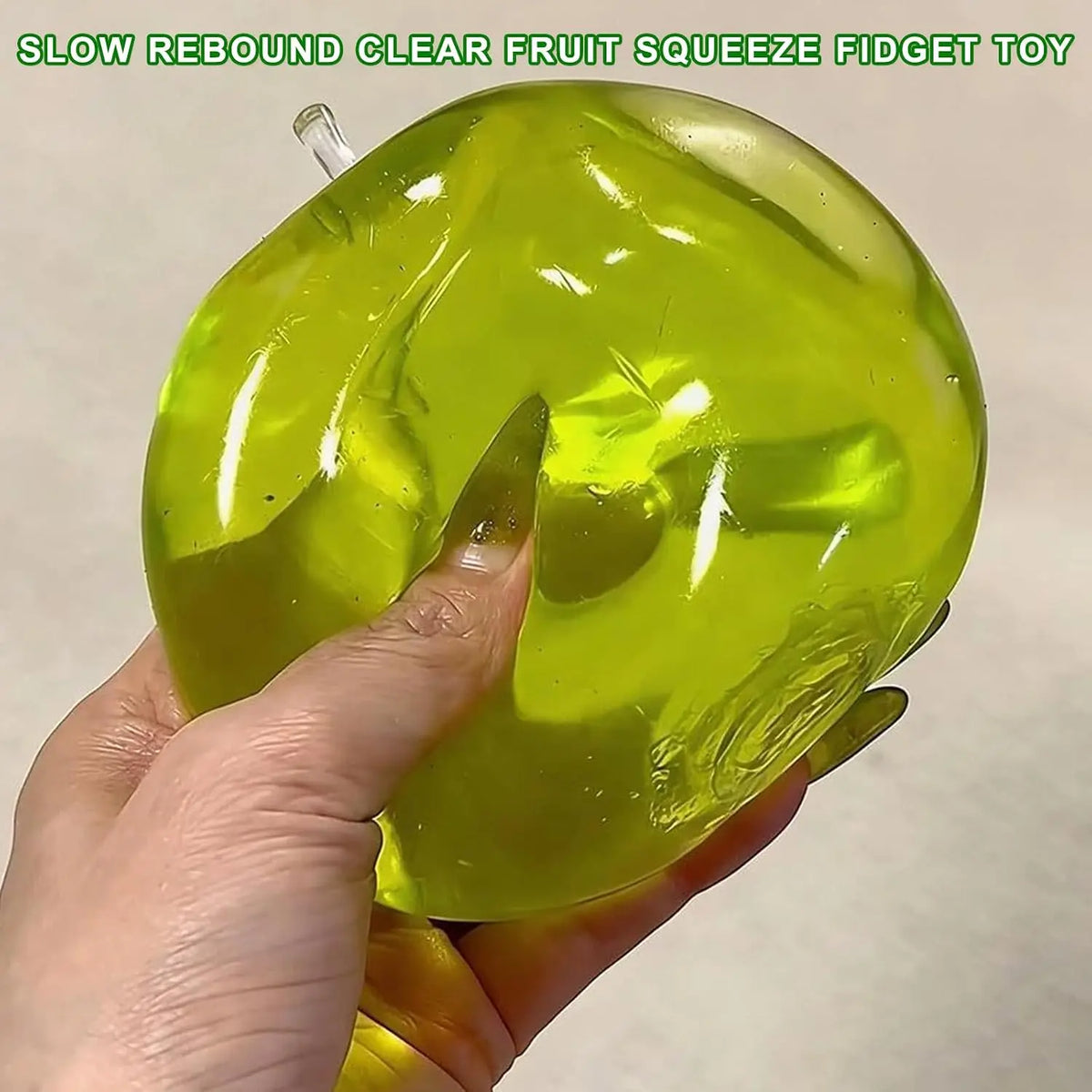 Translucent Green Apple Squishy Toy Slow Rising Stress Relief Sensory Fidget Ball for Adult Kids Anxiety Gift