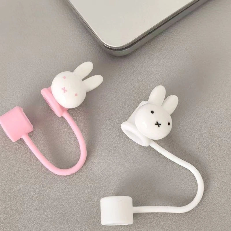 Miffy straw dust cap high color value cartoon doll shape creative household cute 10mm water cup straw universal protective cover
