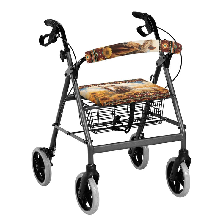 Coloranimal Sunflower 2 Pieces Set Walker Seat Cover Walker Seat Cushion Cover for Women Friends Street Scenes