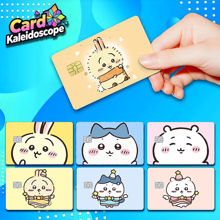 Kawaii Chiikawas Credit Card Skin Sticker Cute Cartoon Stickers for VISA JCB Mastercard and Other IC Bank Card Decorations