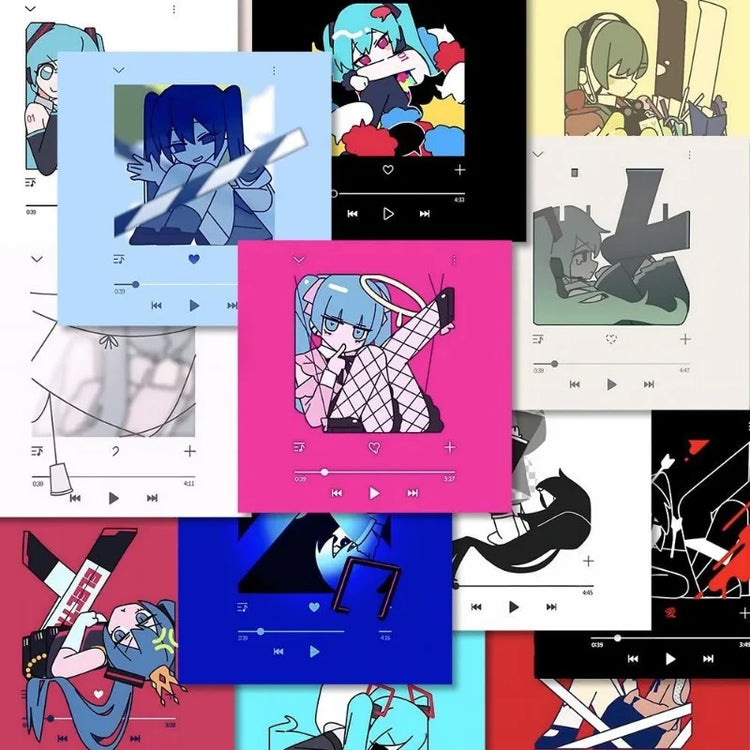 Hatsune Miku MEIKO stickers cartoon and cute stylish personalized high-appearance student notebook decorations 52 pieces gift