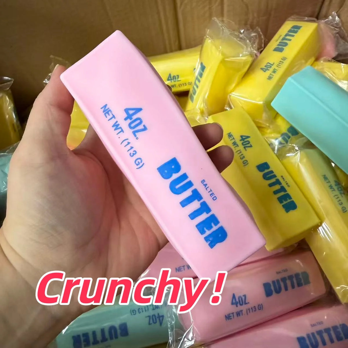 Butter Stick Squishy Stress Ball Crunchy Slow Rebound Squeeze Toy Crinkly Sensory Fidget Toy Anxiety Relief Hand Exercise Gift