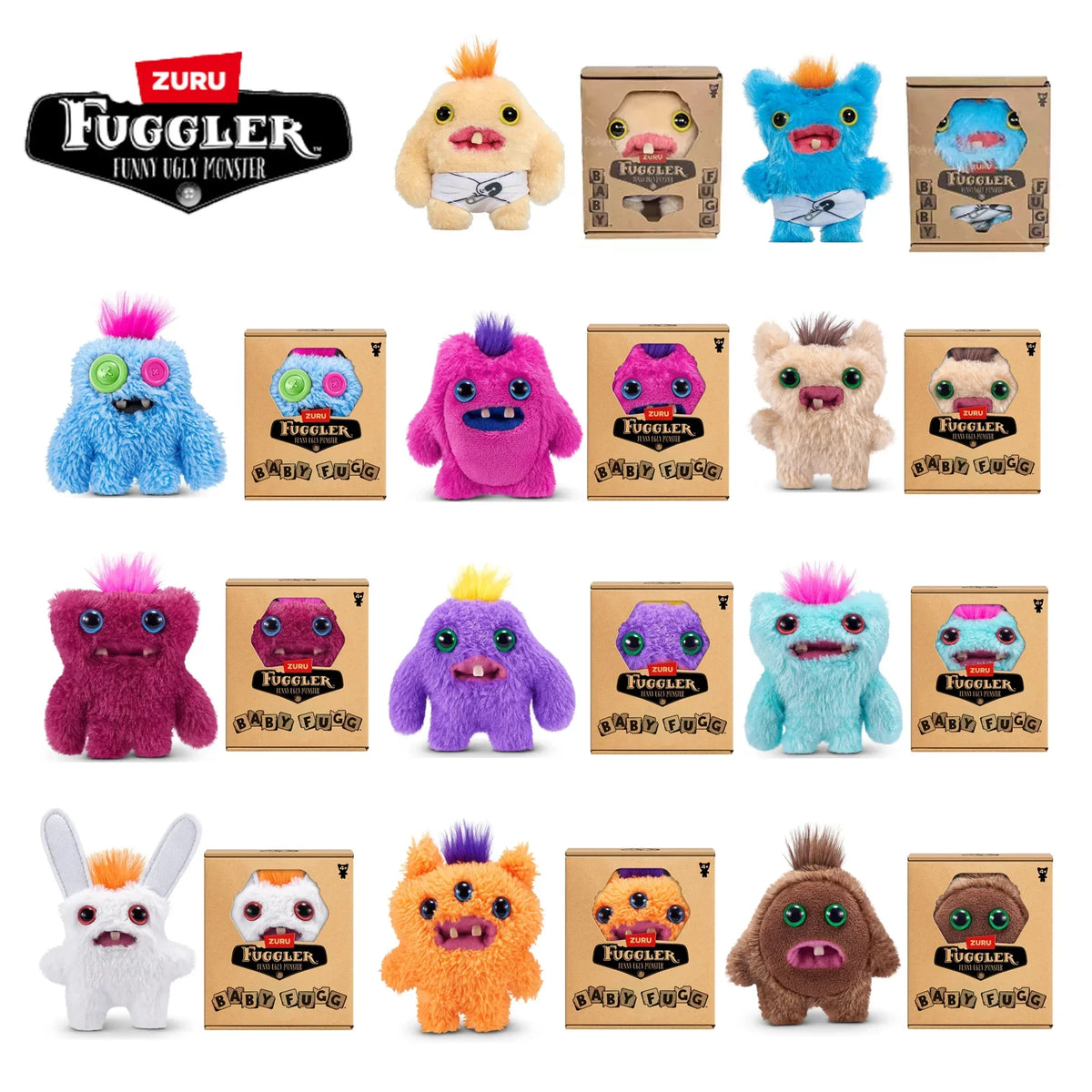 Fuggler Ugly Teeth Monsters Plush Toys Fuggler Baby Cartoon Wide Eyed Weirdo Rabbit Peluche Kawaii Multicolor Peluche Doll 8-9CM