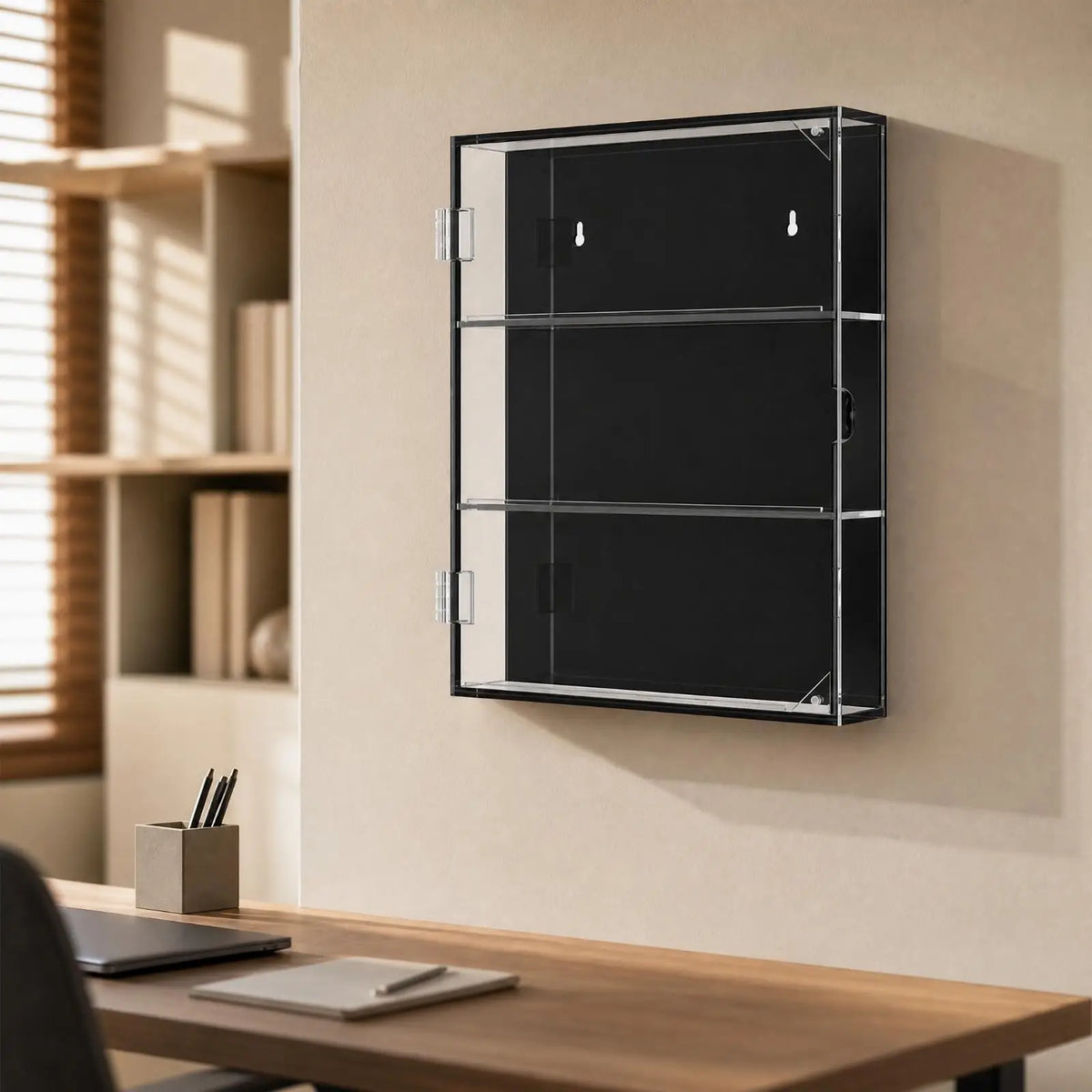 Wall Mounted Acrylic Trading Card Display Case with Door for Graded Baseball Cards Sports Memorabilia Holder