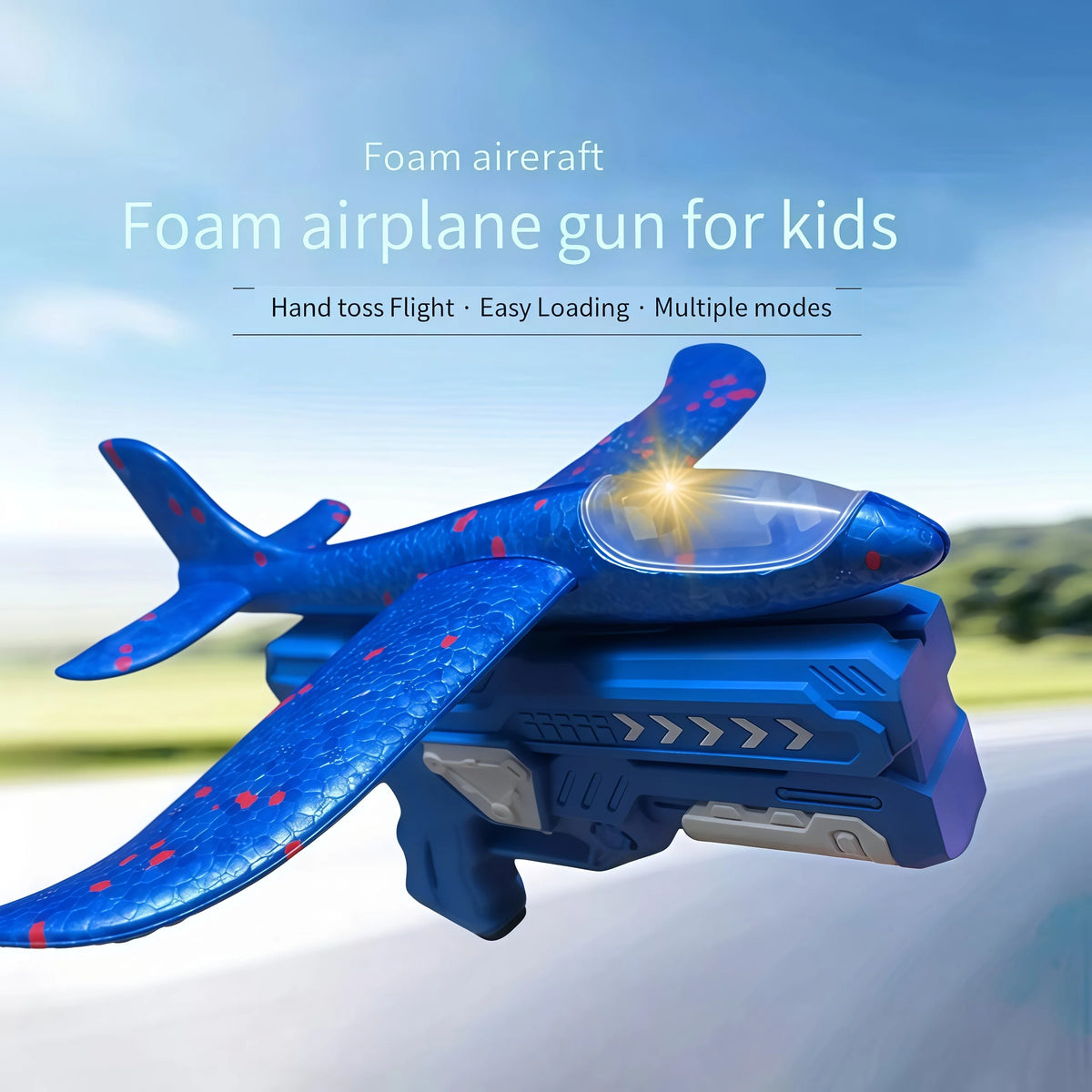 Glowing & Non-Glow Foam Catapult Plane,  Outdoor Shooting Toy Gun, Rotating Boomerang Flying Aircraft Model