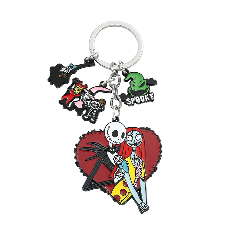 The Nightmare Before Christmas Keychain Sally Jack Skellington Halloween Keyrings Car Key Holder for Couple Gifts