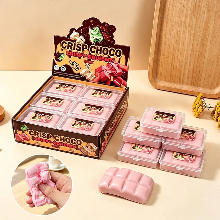 Chocolate Squishy Squeeze Toy Crispy Chocolate Wax Cracking Stress Ball Soft Realistic Food Squeeze Fidget Toy Relieve Stress