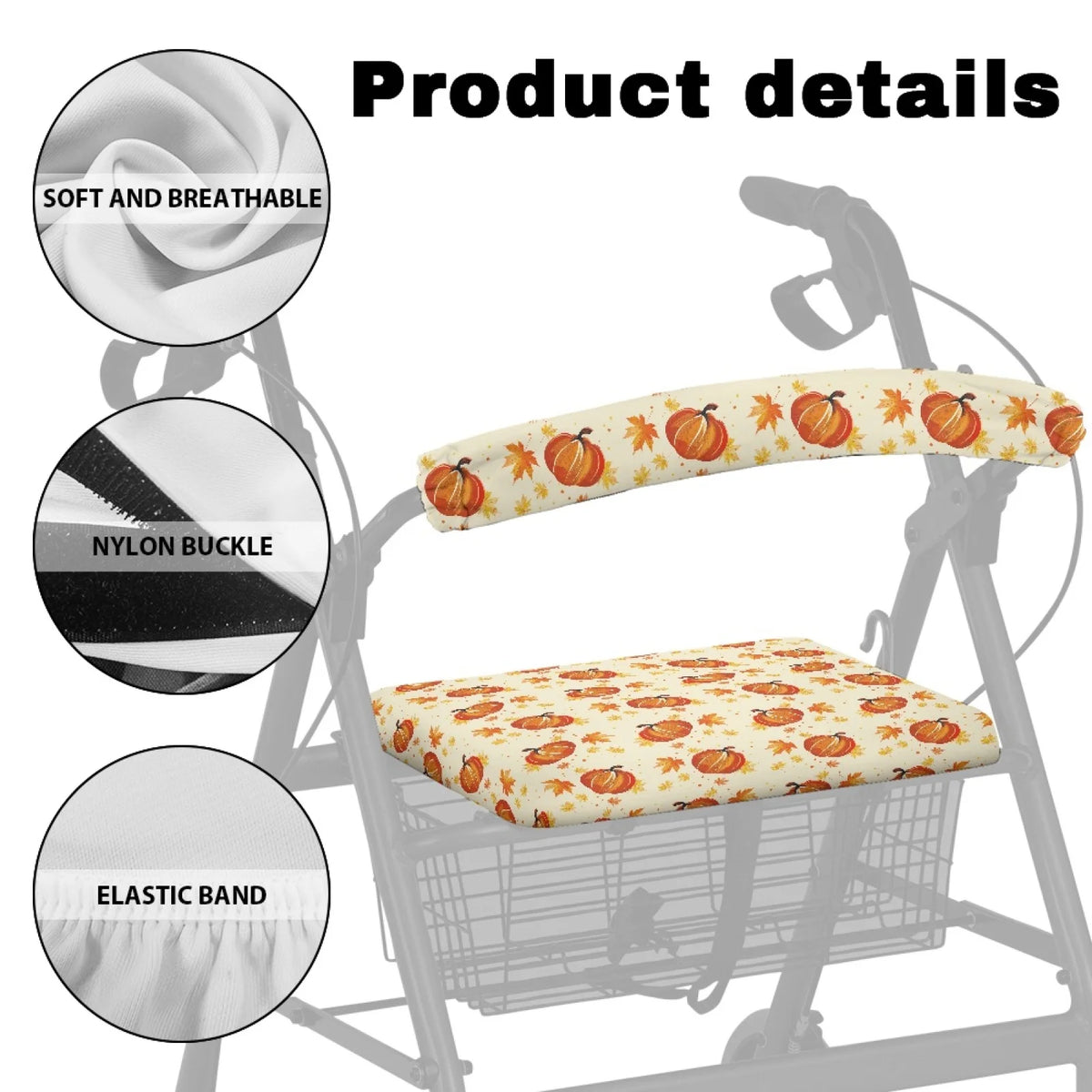 Coloranimal Pumpkin 2 Pieces Walker Seat Cover for Seniors Rollator Seat Cover Set 2026 New