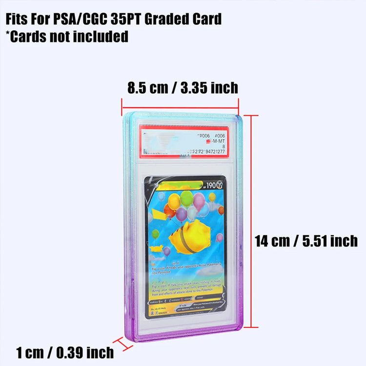 Stackable Slab Case for PSA CGC 35PT Graded Card, TPU Slab Bumper Protector with Back Panel ,Multicolor Gillter, For PTCG
