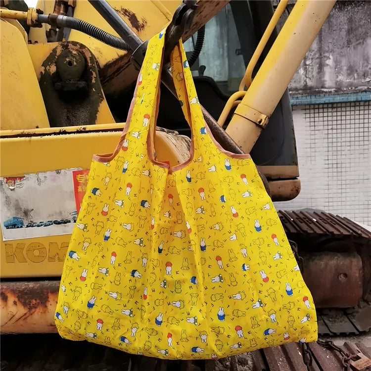 Miffy Rabbit Eco-friendly Folding Shopping Bag Extra Large Capacity Waterproof Nylon Durable Tote Bag Travel Grocery Storage Bag