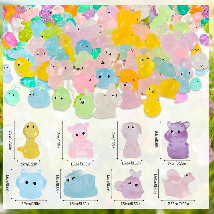 60Pcs Random Mini Resin Animals Mystery Bag, Cute Charms for DIY Craft & Micro Landscape Decor