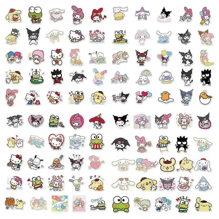50pcs Mixed Cute Kulomi Yugui Dog Meileti Cartoon Stickers Hand Account Notebook Decorative Stickers Prize Gifts