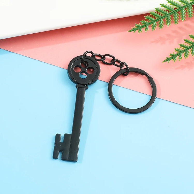 Movie Keychain Black Button Key Of The Secret Door Pendant Keyrings Cosplay Accessories