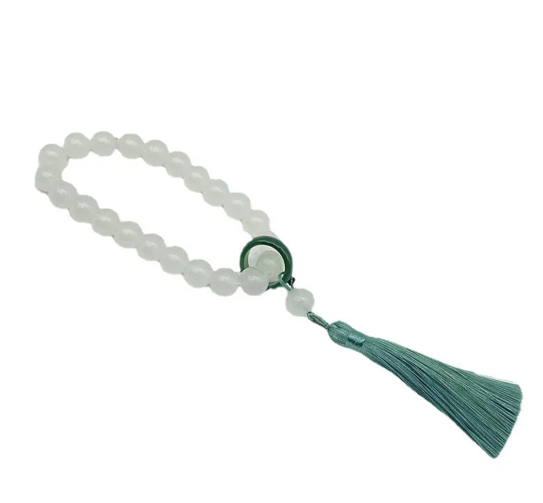 Green Jade Stone 12mm Beads Tassel Bracelet Necklace Tibetan Buddhist Mala Buddha Charm Rosary Yoga Men Woman Jewelry Customized
