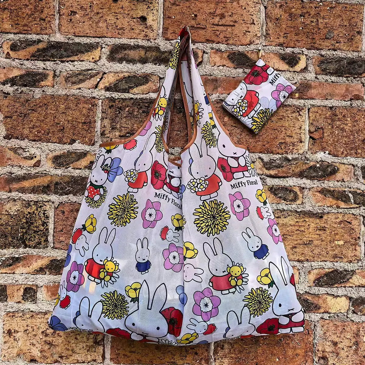 Miffy Rabbit Eco-friendly Folding Shopping Bag Extra Large Capacity Waterproof Nylon Durable Tote Bag Travel Grocery Storage Bag