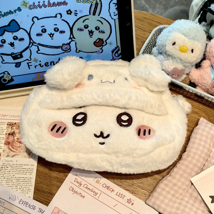 Anime Plush Pen Case Cartoon Usagi Hachiwareas Stationery Box Large Capacity Pen Case Student Stationery Birthday Girl Gifts