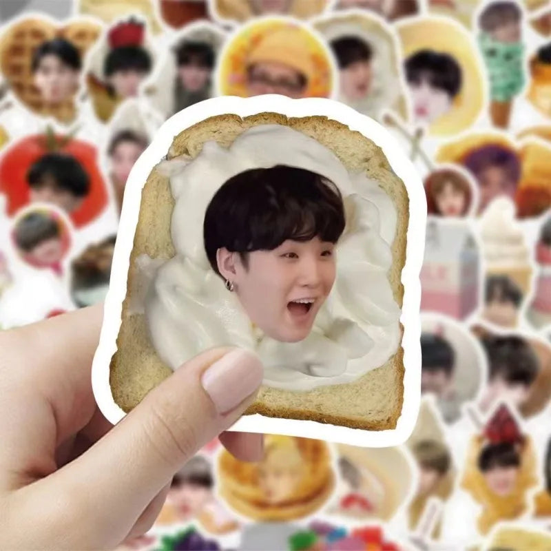 60 Sheets Bt21 Food Head Stickers, Creative Decor Decals for Phone Cases, Journals, Notebooks & Desks, Diy Merch