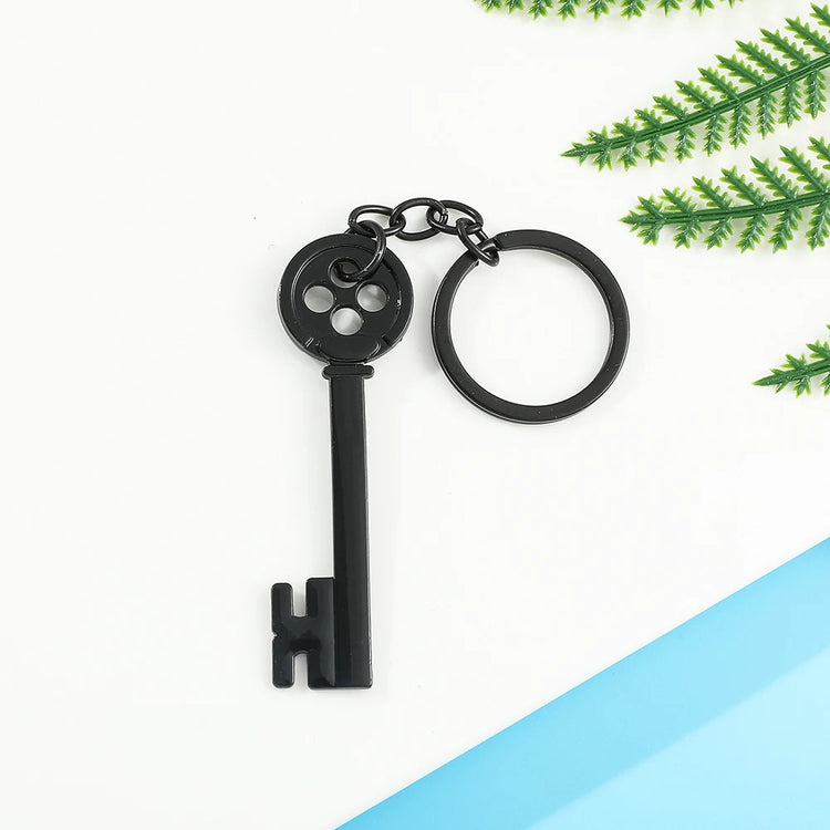 Movie Keychain Black Button Key Of The Secret Door Pendant Keyrings Cosplay Accessories