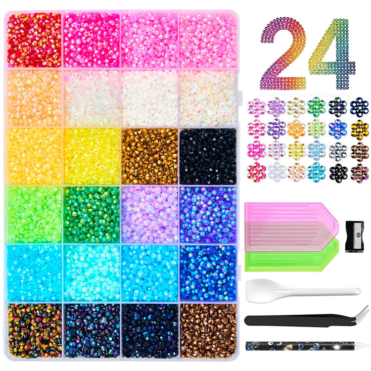 3mm Resin Rhinestone for Bedazzling Kit, Flatback Jelly Gems Rhinestone Kit with Tools for Nail Art Clothing Shoes Phone Case