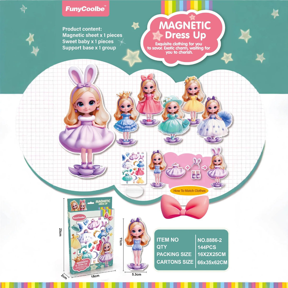 Princess Grain Magnet Stickers DIY Magnetic Sticker Clothing Change Doll Toy Magnetic Attraction Dress Up Gift